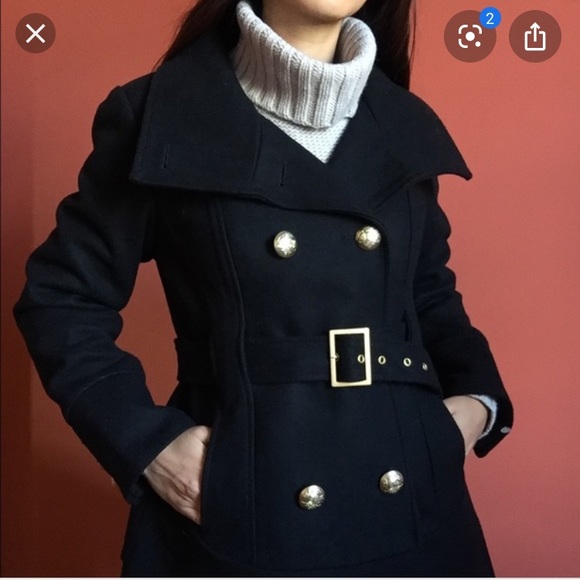 Guess Black & Gold Wool Coat - Picture 3 of 3